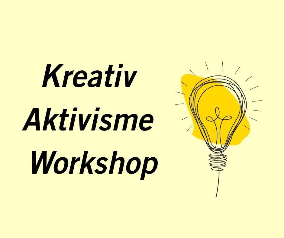 blyanttegning av en lyspære med et strøk i gul maling som lyser. kreativ aktivisme workshop